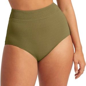 $74 Seafolly Women's Green High Waisted Bikini Bottom Swimwear Sz AU6 US2